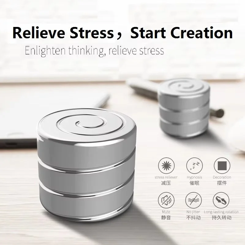 Desktop Rotating Gyroscope Silent Hypnosis Fingertip Gyroscope Adult And Children Stress Relieving Toy Office Metal Gyroscope