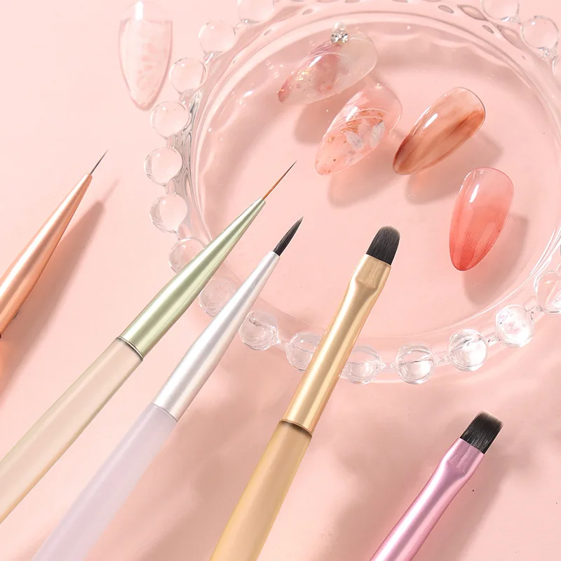 Ensemble de pinceaux à ongles pour Nail Art, dessin, peinture, poudre acrylique, sculpture, Extension de Gel UV, stylo de manucure, 1/5 pièces