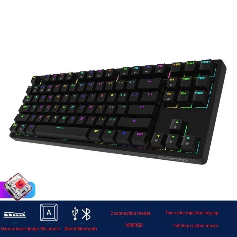 F68C Mechanical Keyboard ABS Cover Shaft Keys Mixed Color Light Colorful LED