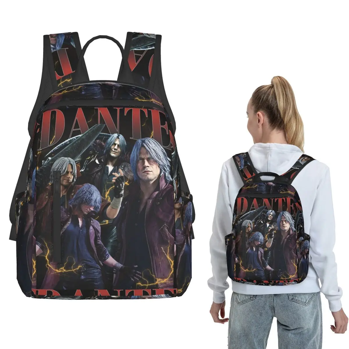 Limited Dante Devil May Cry Backpack Large Capacity Boys Girls BookBag School Bag Shoulder Bags for Men Women