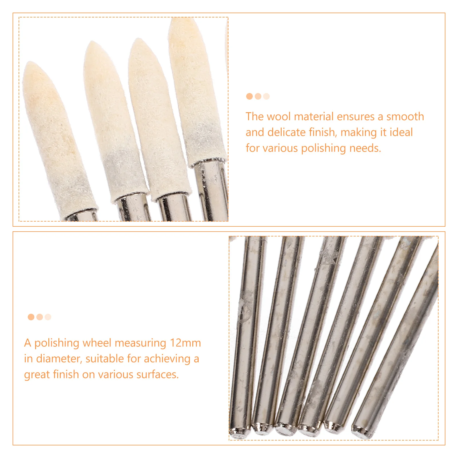 

12Pcs Wool Grinding Buffing Wheels 3mm Polishing Bits Durable Jewelry Watch Metal Glass Polisher Kit Felt for Polishing