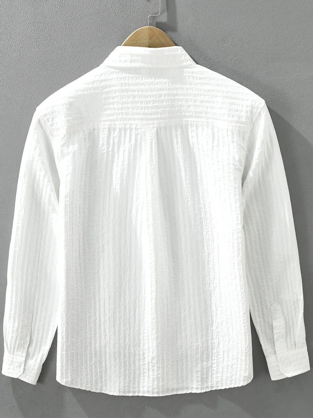 Casual Men's Shirt Loose Fit Long Sleeve Polyester Rayon Nylon Blend Texture Collar Autumn Fashion Casual Wear Daily Shirt