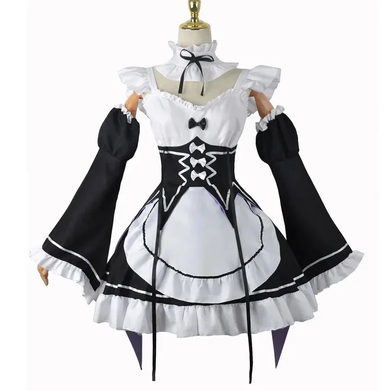 Siis 2233Rem Re0 Re:zero Kara Hajimeru Isekai Seikatsu Rem Ram disfraces Cosplay Kawaii vestidos negros mucama Hallo