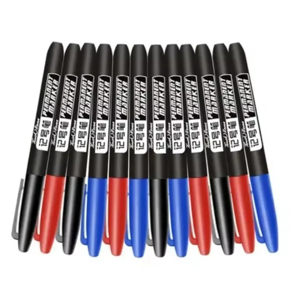 9 Pcs/Set Permanent Marker Pen Fine Point Waterproof Ink Thin Nib Crude Nib Black Blue Red Ink 1.5mm Fine Color Marker Pens