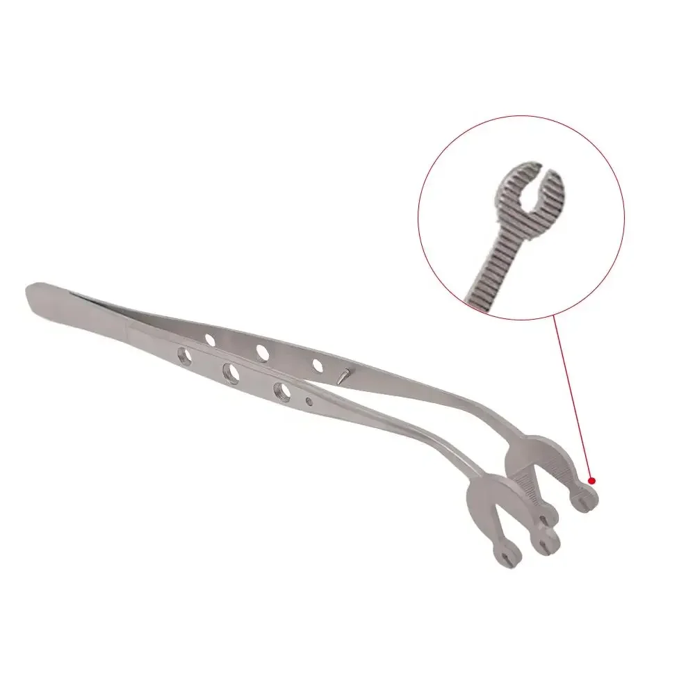 Stainless Steel Dental Suture Tweezers Double Hole Corn Tip for Precise Surgical Stitching Reusable Professional Grade