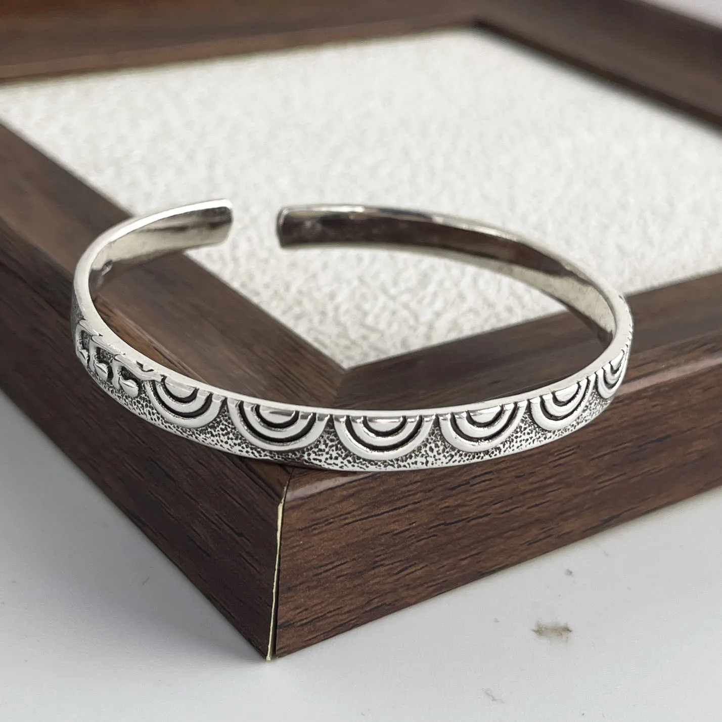 100 % massives 925er-Sterlingsilber-Retro-Armband für Damen und Herren, Vintage-Armband, handgefertigt, Blumenmuster, Geburtstagsgeschenk