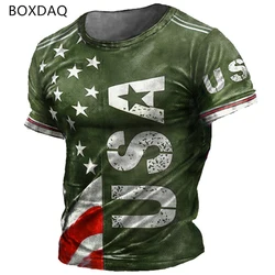 USA And National Flag Graphic Men's Street T-Shirts Short Sleeve America Trend 3D Print T Shirt 6XL Plus Size O-Neck Casual Tops