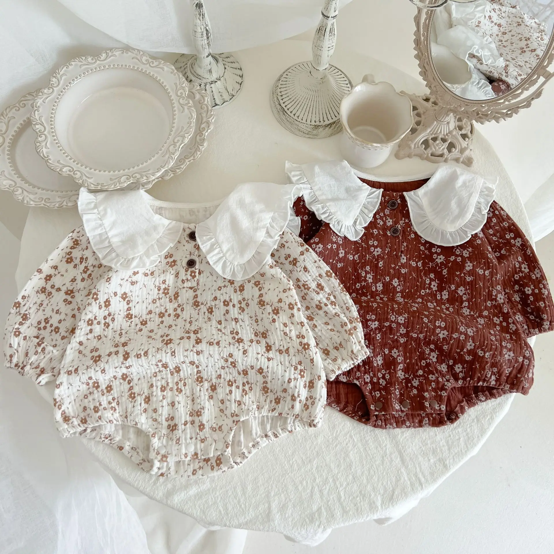 

Baby Girl Clothes Autumn New Sweet Daisy Embroidery Long Sleeve Romper First Year Climbing Jumpsuits Bodysuit New Born Items