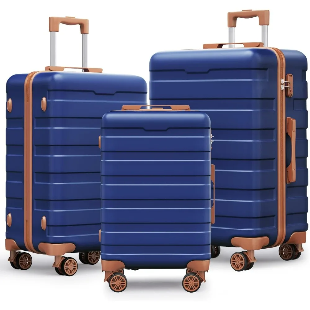 

Набор из трех предметов для багажа Hardshell с замком TSA | Валины-спиннеры 20 дюймов, 24 дюйма, 28 дюймов | Легкий прочный комплект багажа из АБС-пластика + ПК для женщин и