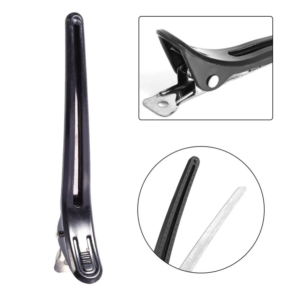 12PCS 12 Pcs Pack Hair Sectioning Clips Black Color Aluminium Alloy Alligator Hair Clips Colorful Plastic Creaseless