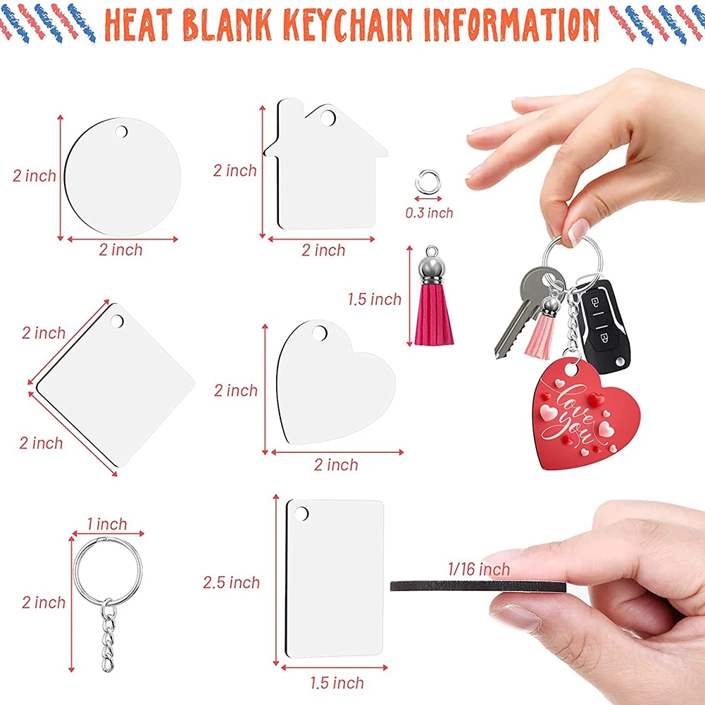 160 PCS Sublimation Ornament Blanks Sublimation Blank Keychains MDF Double-Side Sublimation Keychain Boards DIY Supplies