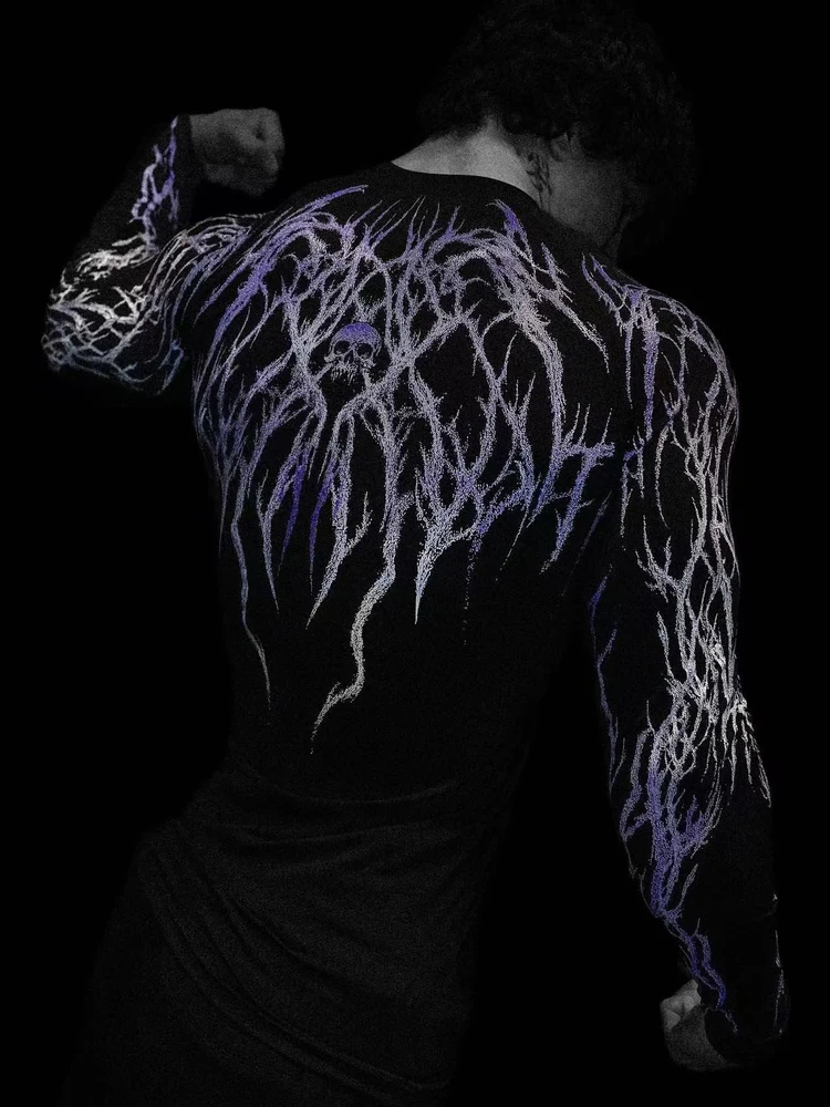 

Breathedivinity Fitness Long Sleeve T-Shirt Quick Dry Tight Fit Printed Top for Men And Women Dream Demon Venom Style