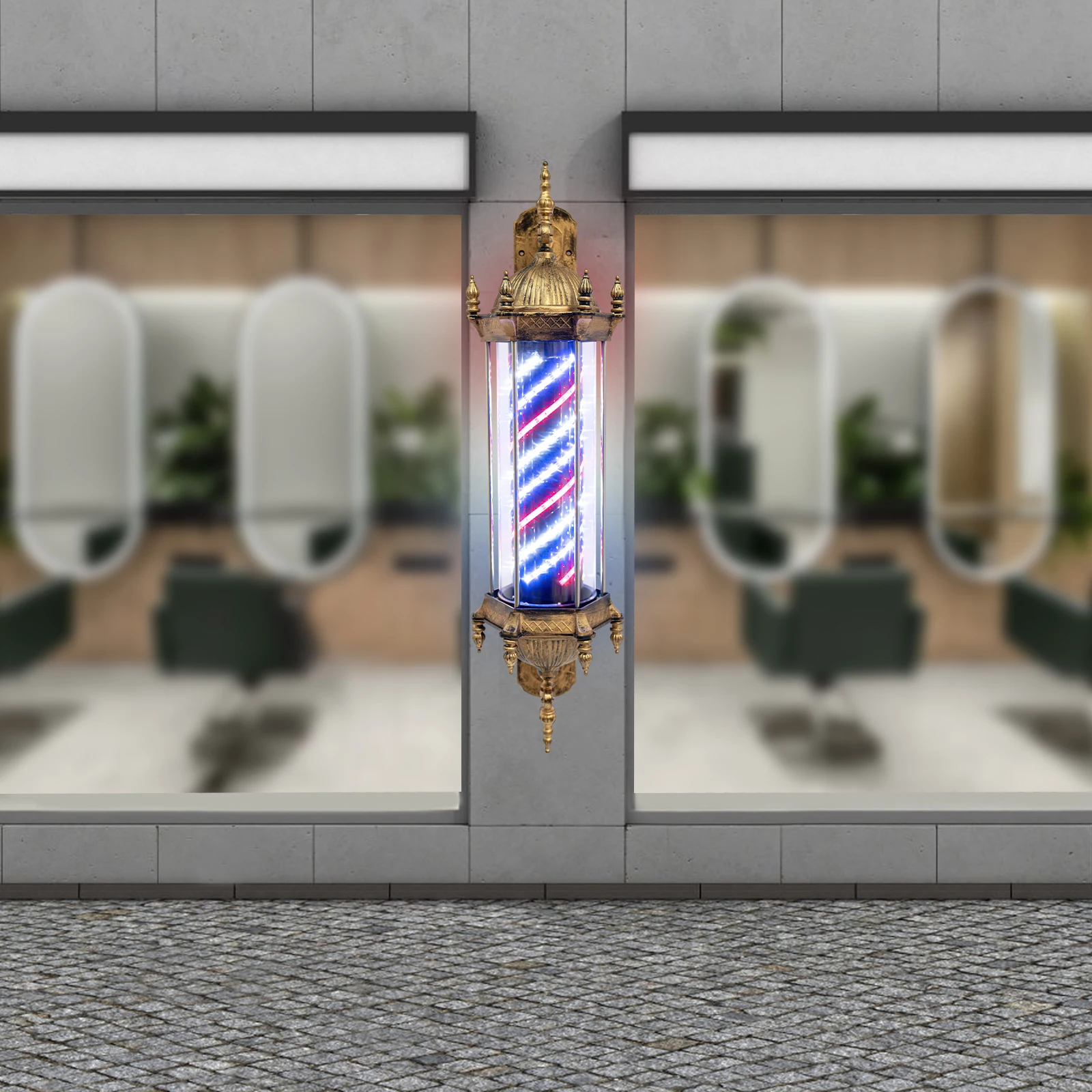 

Винтажная светодиодная вывеска, лампа для парикмахерской, вращающаяся вывеска для парикмахерской, лампа 32*90 см, наружное освещение с длинным шнуром питания