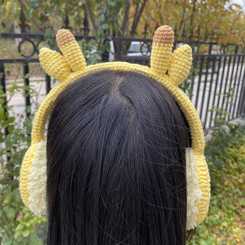 Handmade yarn woven cold earmuffs Christmas themed cartoon headgear