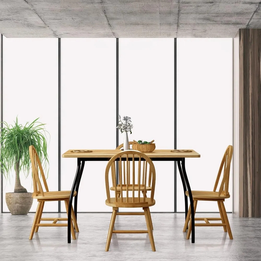 Set di 2 sedie da pranzo Windsor in legno massello, design con schienale alto, stile country vintage, barre trasversali a forma di H, Dini confortevole