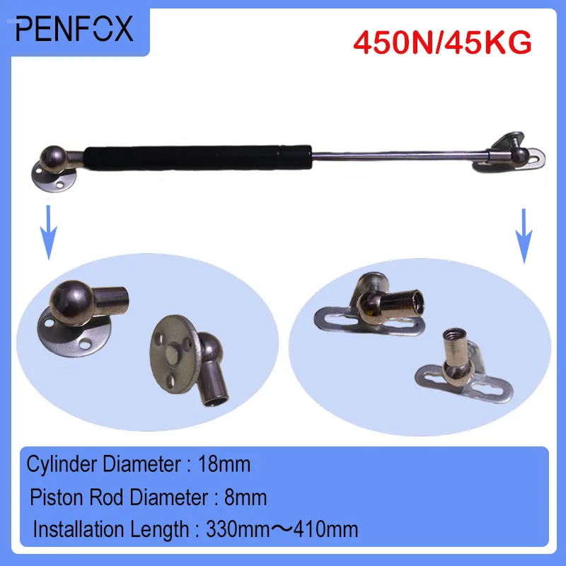 

1PC 330mm-410mm 45kg/450N Car hydraulic Lift Support Gas Strut Hydraulic Spring Hinge Kitchen Cupboard Hinge Furniture Hardware