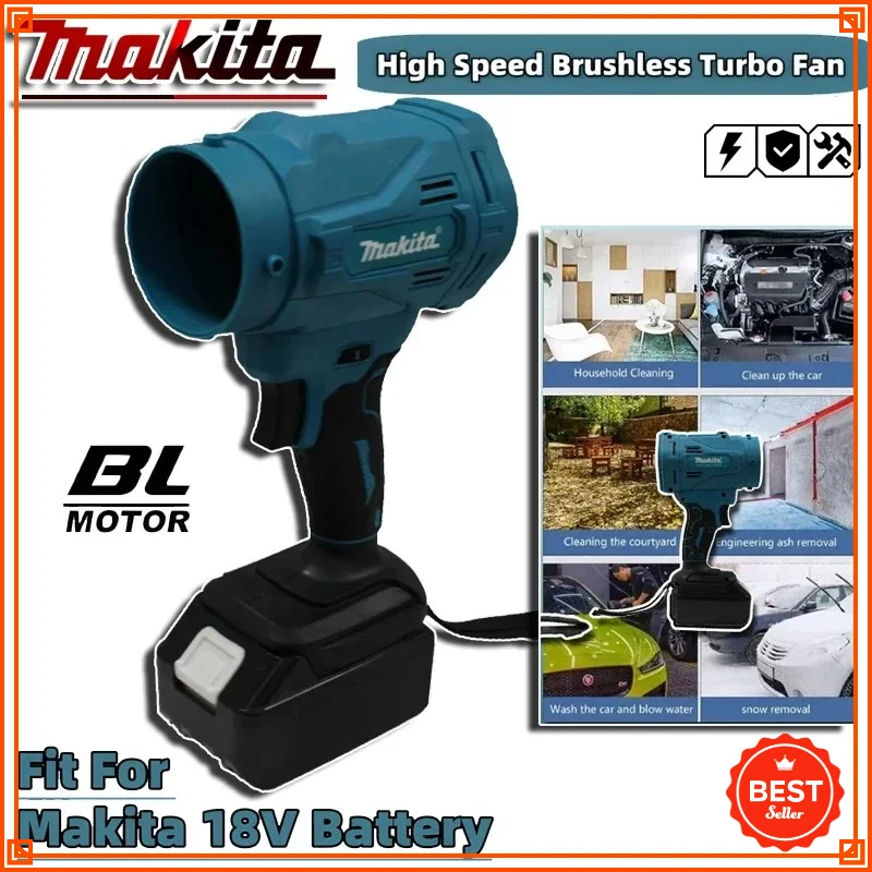

Makita High Speed Brushless Electric Air Blower 6-Gears Jet Turbo Fan 130000RPM Violent Fan Cordless Air Duster Fit 18V Battery