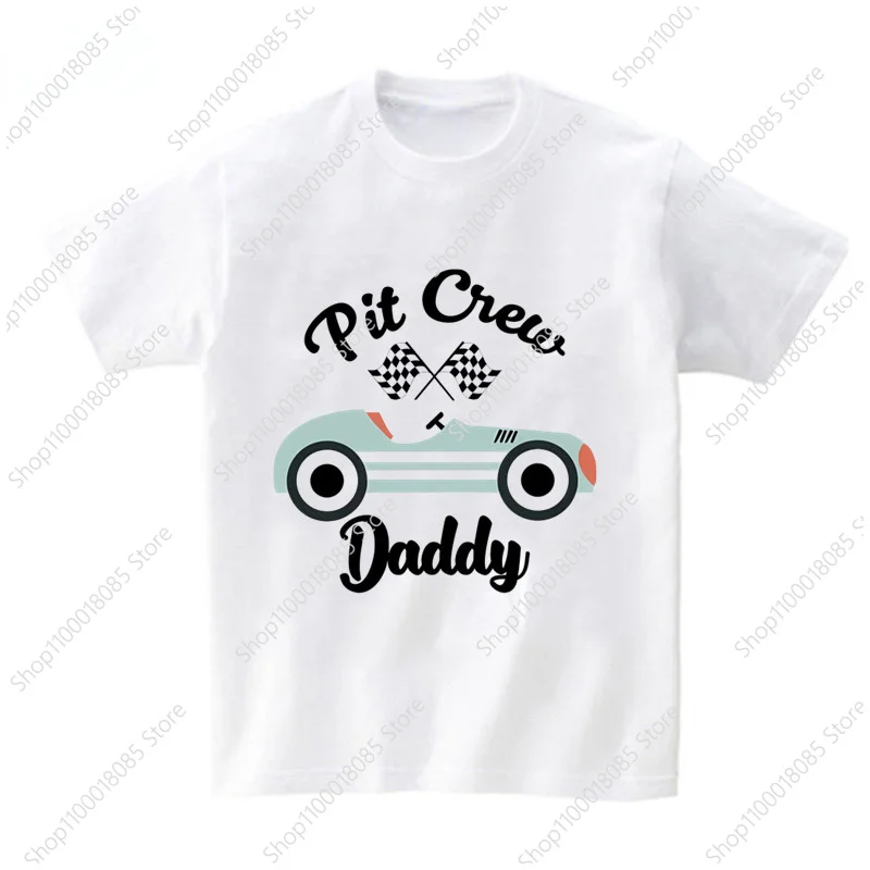 Boys Birthday Tshirt Party Racing Matching Family Outfits Pit Crew T Shirts Kids Party Custom Name Clothes Family Look Children