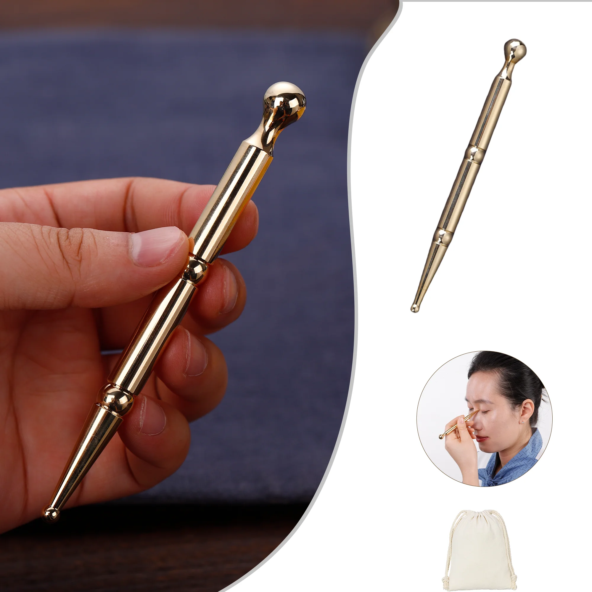 Copper Gua Sha Stick Facial Beauty Foot Point Ear Point Probe Head Massage