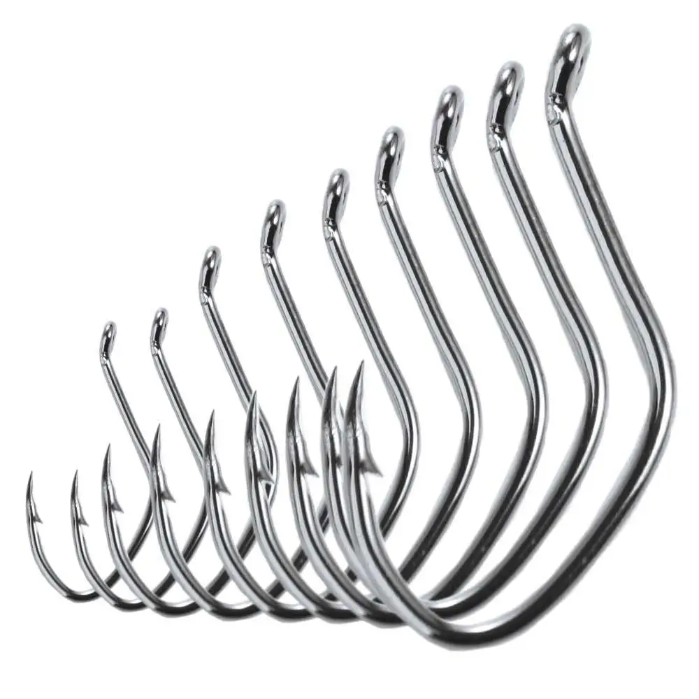 10pcs/Box Barbed Catfish Fishing Hooks High Carbon Steel Catfish Hook 6/0 -10 Fishhook V Sharp Circle Hook Fishing Tackle