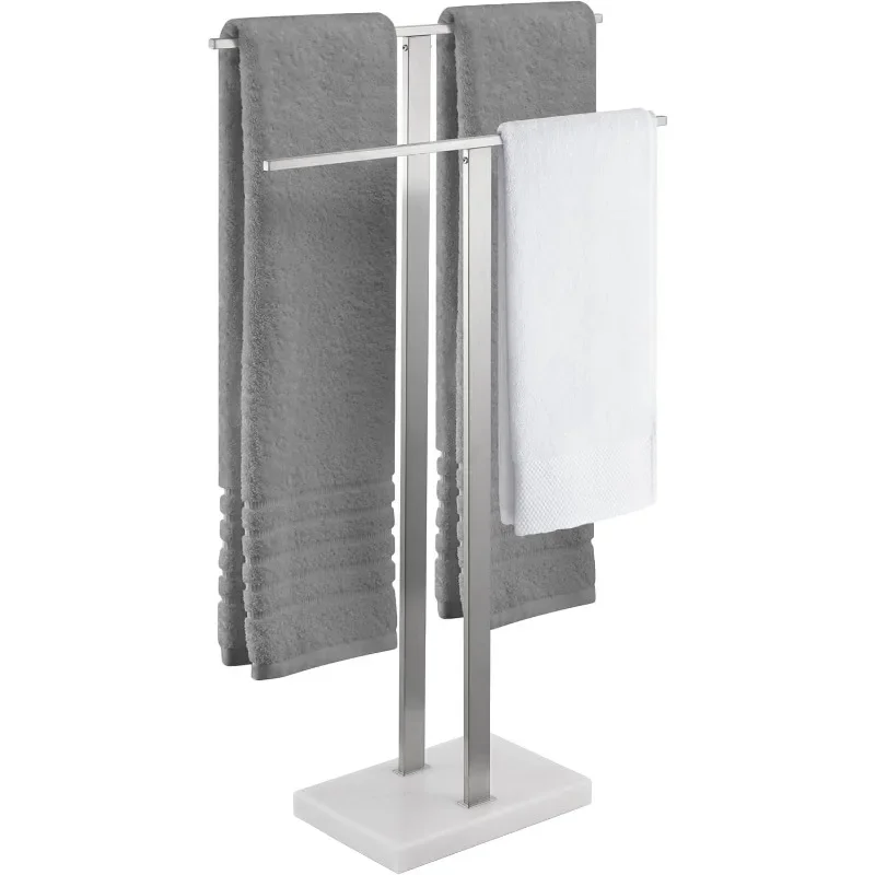 Standing Towel Rack 2-Tier Towel Rack Stand with Marble Base for Bathroom Floor, Upgrade Steady Design, Pro-Grade 18/8