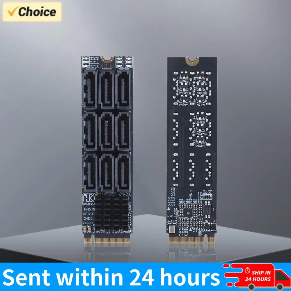

M.2 M KEY Nvme To 9 Ports SATA 3.0 Adapter 6Gbps M.2 NVME M-Key To SATA 9-Port Expansion Card PCIE 3.0 X2 Hard Disk Capacity