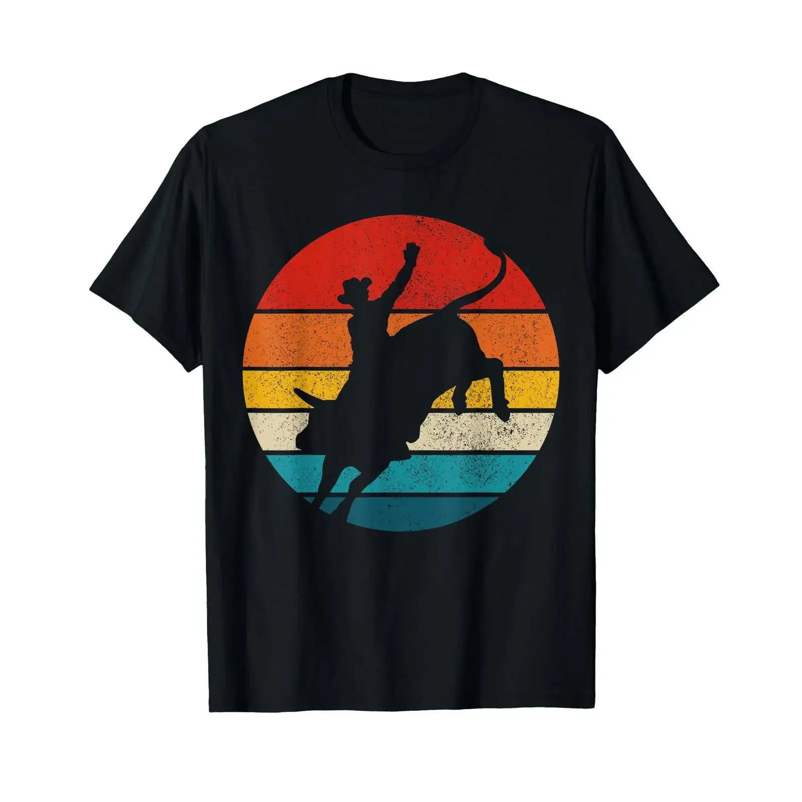 Camiseta de cowboy de rodeo, estilo vaquero occidental, vintage, con estampado de torero, lavada, para hombre, versátil, ropa urbana, elegante, transpirable.