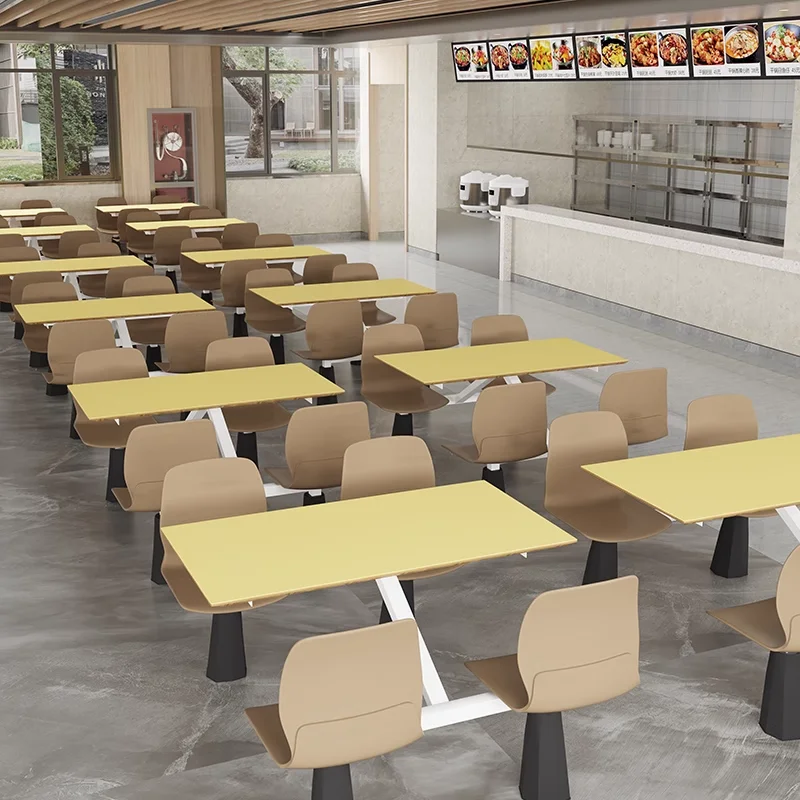 

custom.Heavy-Duty Light Luxury Canteen Fast Food Court Furniture Restaurant 4 Seater School Canteen Dining Tables and Chairs