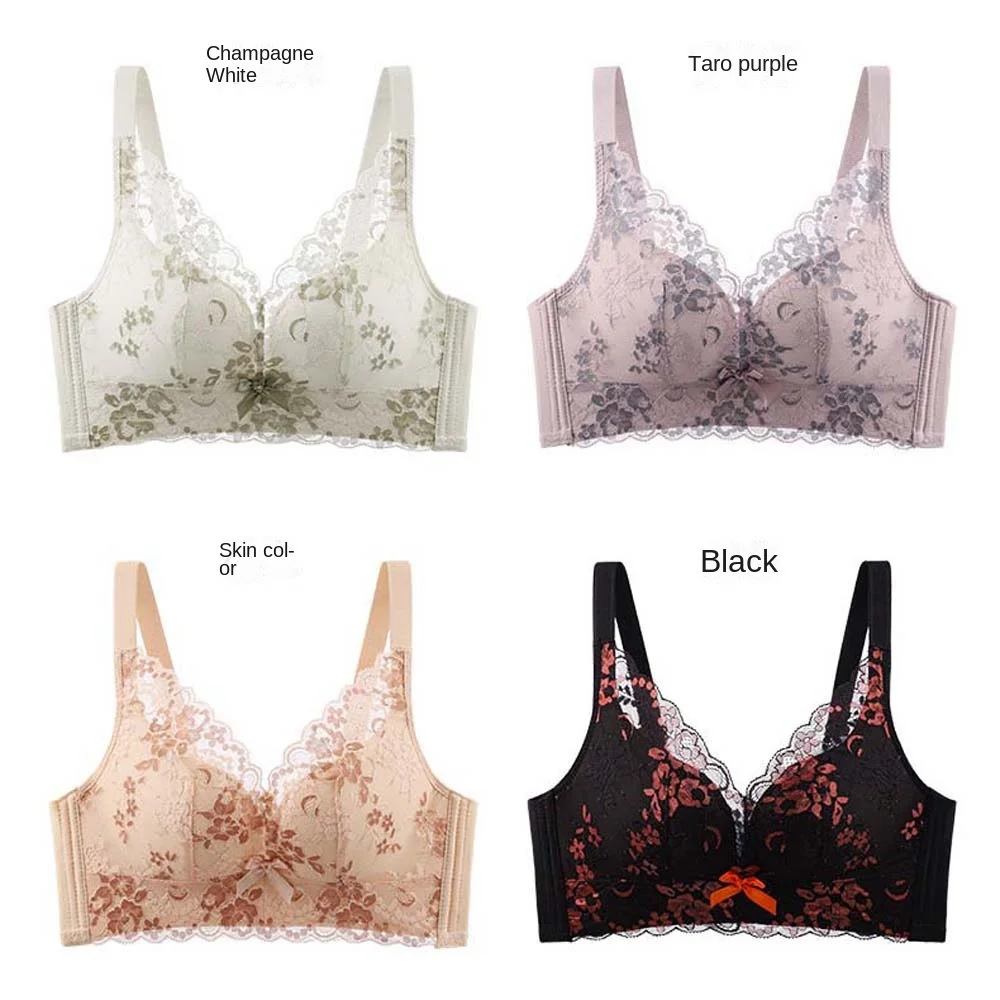 Seamless Girls Lace Seamless Bra Close-fitting Shockproof Brassiere for Women Lace Flowers No Trace Push Up Underwear