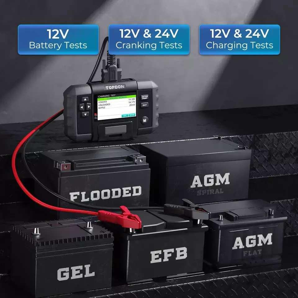 TOPDON BT600 12V 24V Tester akumulatora samochodowego kwasowo-ołowiowy analizator samochodowy z wbudowaną drukarką termiczną akumulator samochodowy
