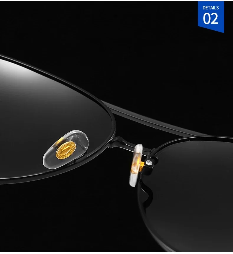 Polarisierte Herren-Sonnenbrille, Flieger-Sonnenbrille für Männer und Frauen, Metallrahmen-Brille für Reisen, Surfen, Fahren, Angeln, UV400 – Detail 3
