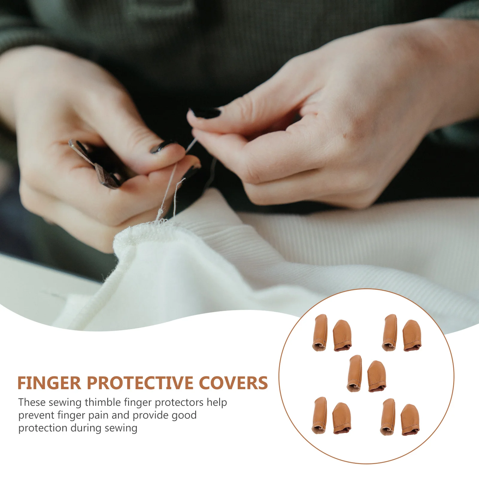 

10 Pcs Thimble Finger Protector Premium PU Long Life DIY Craft Tools Practical Gift Sewing Felting Accessories