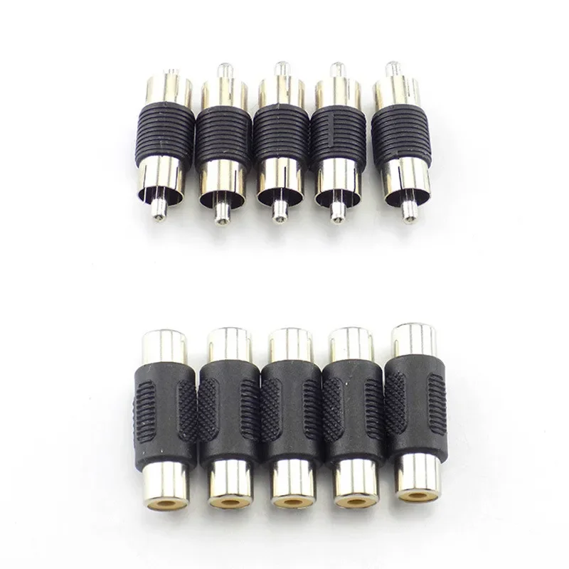 5pcs 10pcs RCA Lotus Head Straight Male Monitoring Audio Adapter RCA Male to Male Converter AV Straight Male to Male Connector