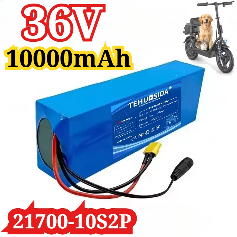 36V10000mAh 21700-10S2P Lithium-ion Rechargeable Battery Pack with BMS Suitable for Electric Scooters and Tricycles