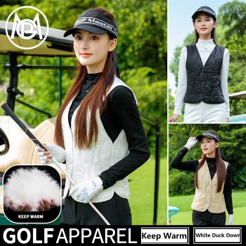 Pgm Winter Women Down Waistcoat Warm Sport Golf Jacker 90% Duck Down Sleeveless Vest Ladies Lightweight Slim Golf Coat