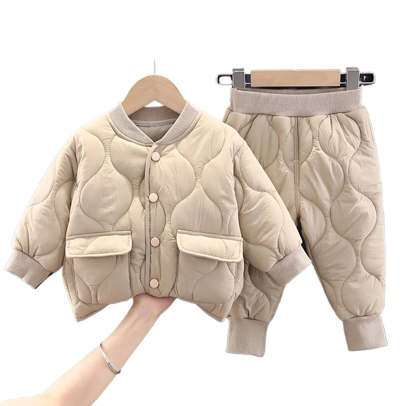 Children Boy Girl Parkas Suit Winter Autumn Baby Clothes Parkas Pants 2pcs/Set Cotton Warm Clothing Toddler Casual Tracksuits