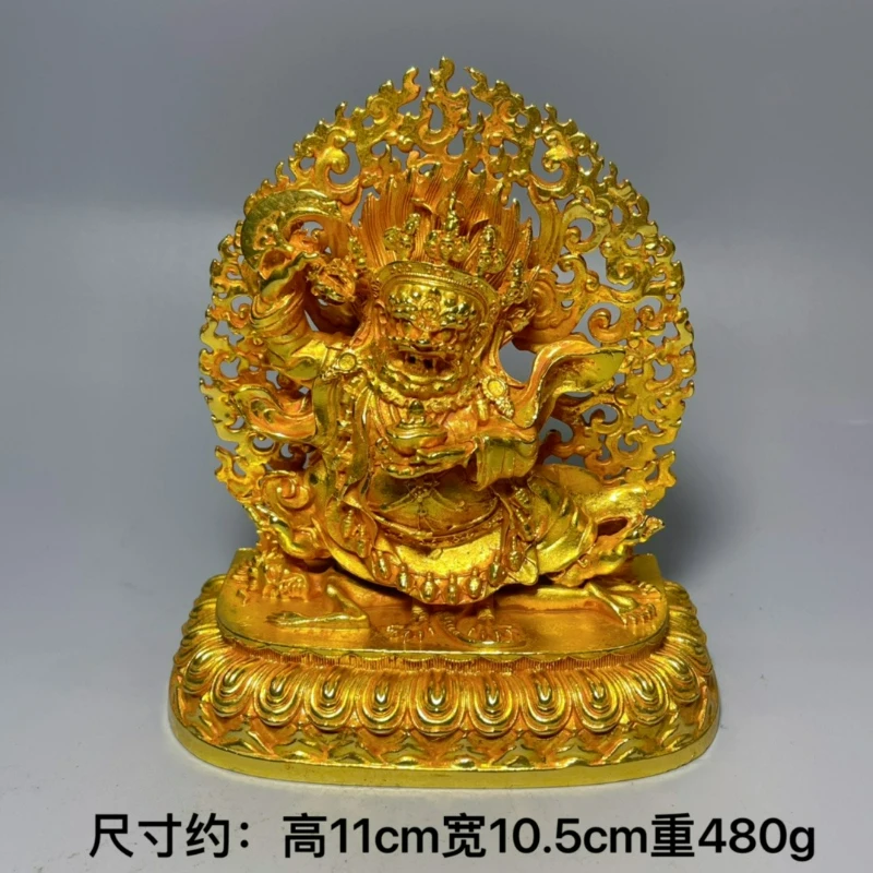 

Vintage Gilt Copper Tibetan Two-armed Mahakala Buddha Statue Feng Shui Home Protection Decoration Worship Crafts