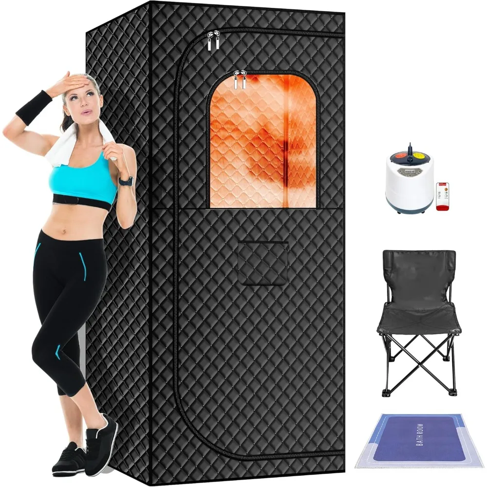 Portable Steam Sauna Box, Portable Sauna for Home, Person Sauna Tent Sauna Box at Home Spa 2.6L &1500W, Remote Control, Folding