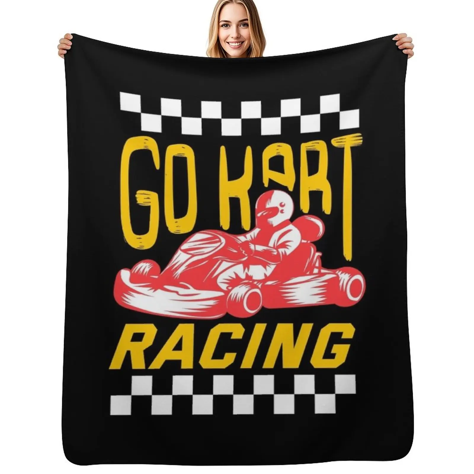 Go Kart Racing Racer Gokart Gift Idea Men Women Throw Blanket Decorative Soft Throw Blanket for Couch Sofa
