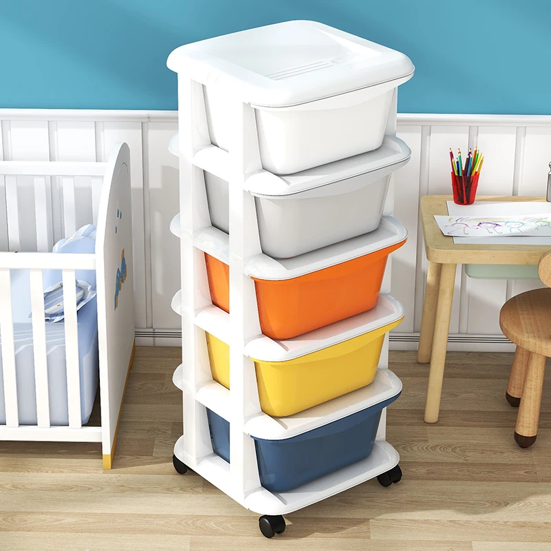 

Утолщенный пластиковый ящик-органайзер для хранения, 5-слойные ящики для хранения большой емкости, ящик для хранения детских игрушек и мелочей с колесиками