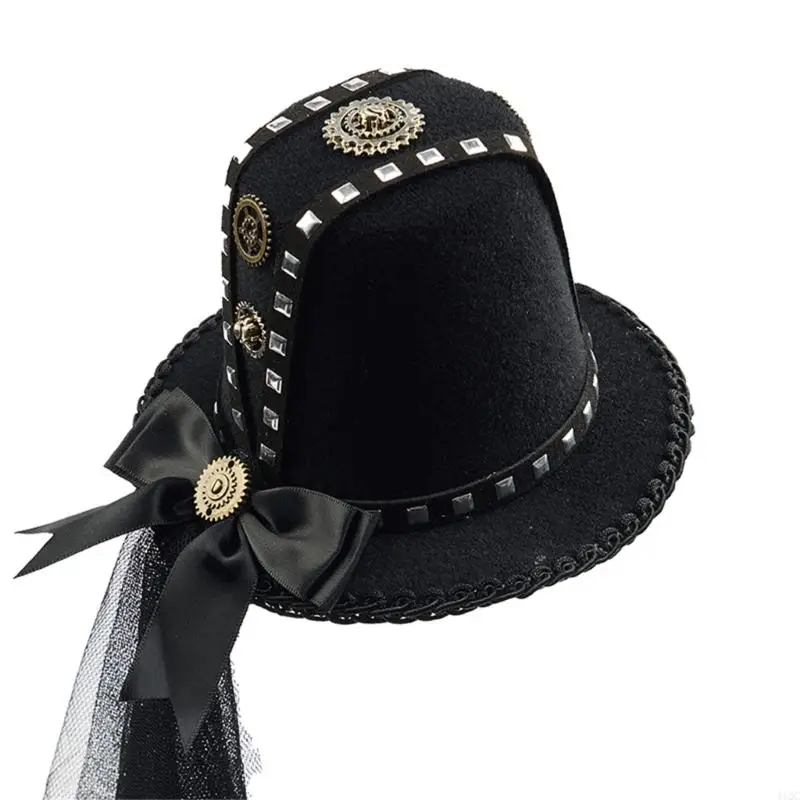 

Elegant Lolitas Bows Veil Hat Lace Bows Ribbon Top Hat Fashion Hairpin Headdress