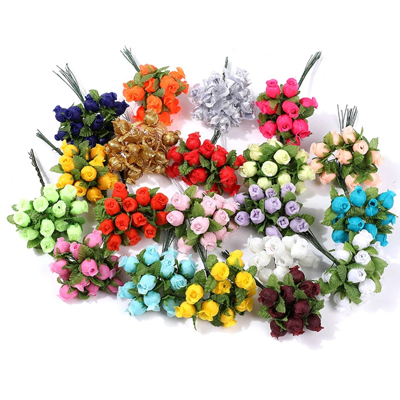 Baby Breath Dried - 60/120Pcs 6cm 인공 장미 꽃 꽃다발