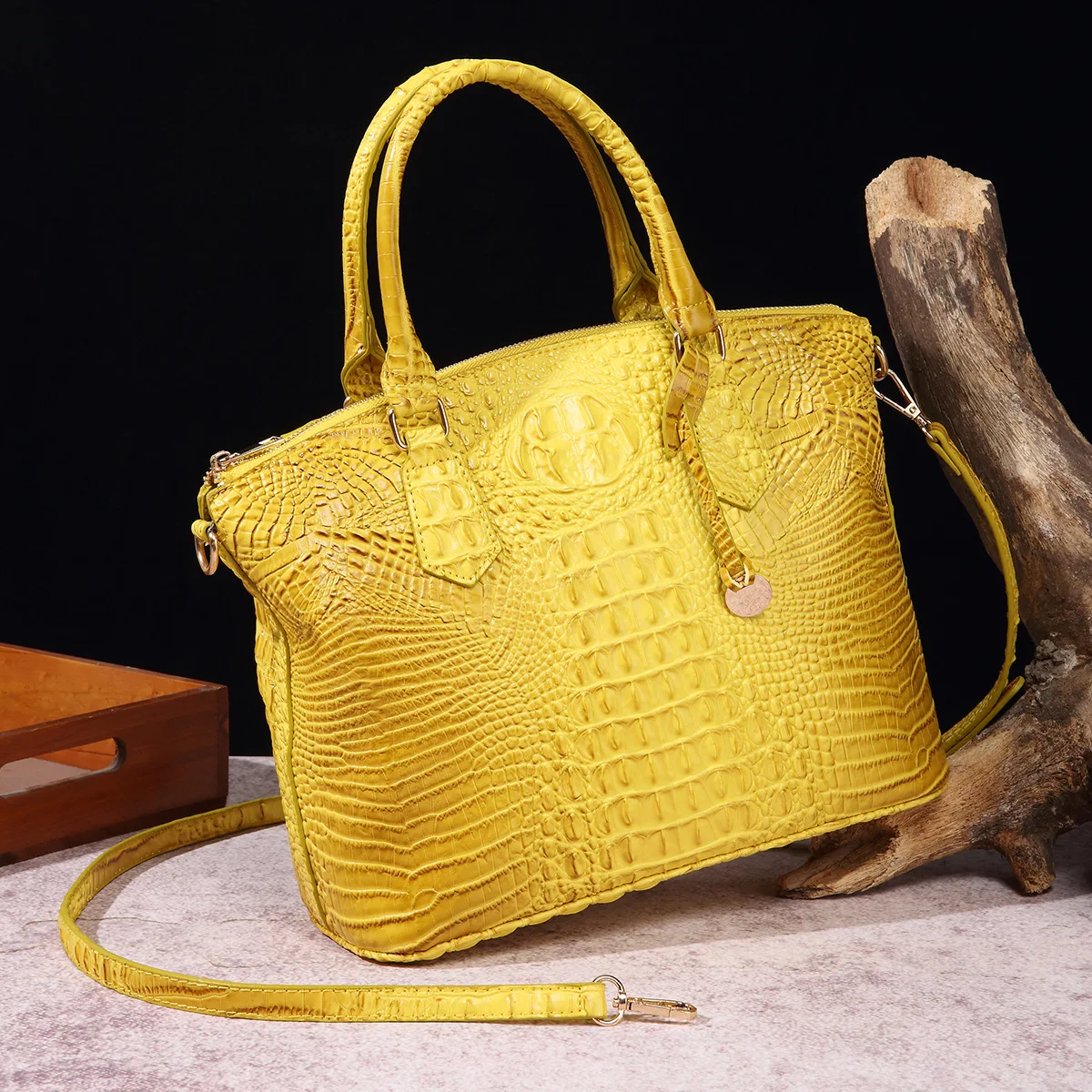 Luxury Crocodile Embossed Handbag Fashion Crossbody Bag Mixed Color Women\'s Vintage Leather Satchel Large Capacity Waterproof