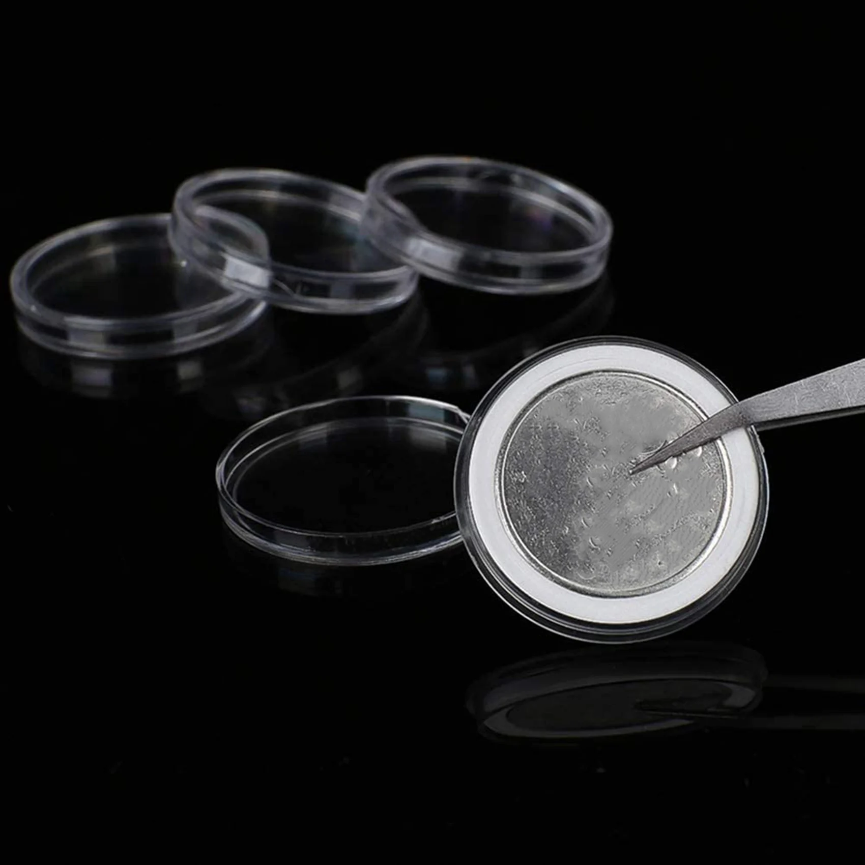 200 Stuks 30 Mm Muntcapsules Ps Ronde Munthouder Case En 6 Maten (19/20/22.25/25/27/30Mm) Beschermen Pakking