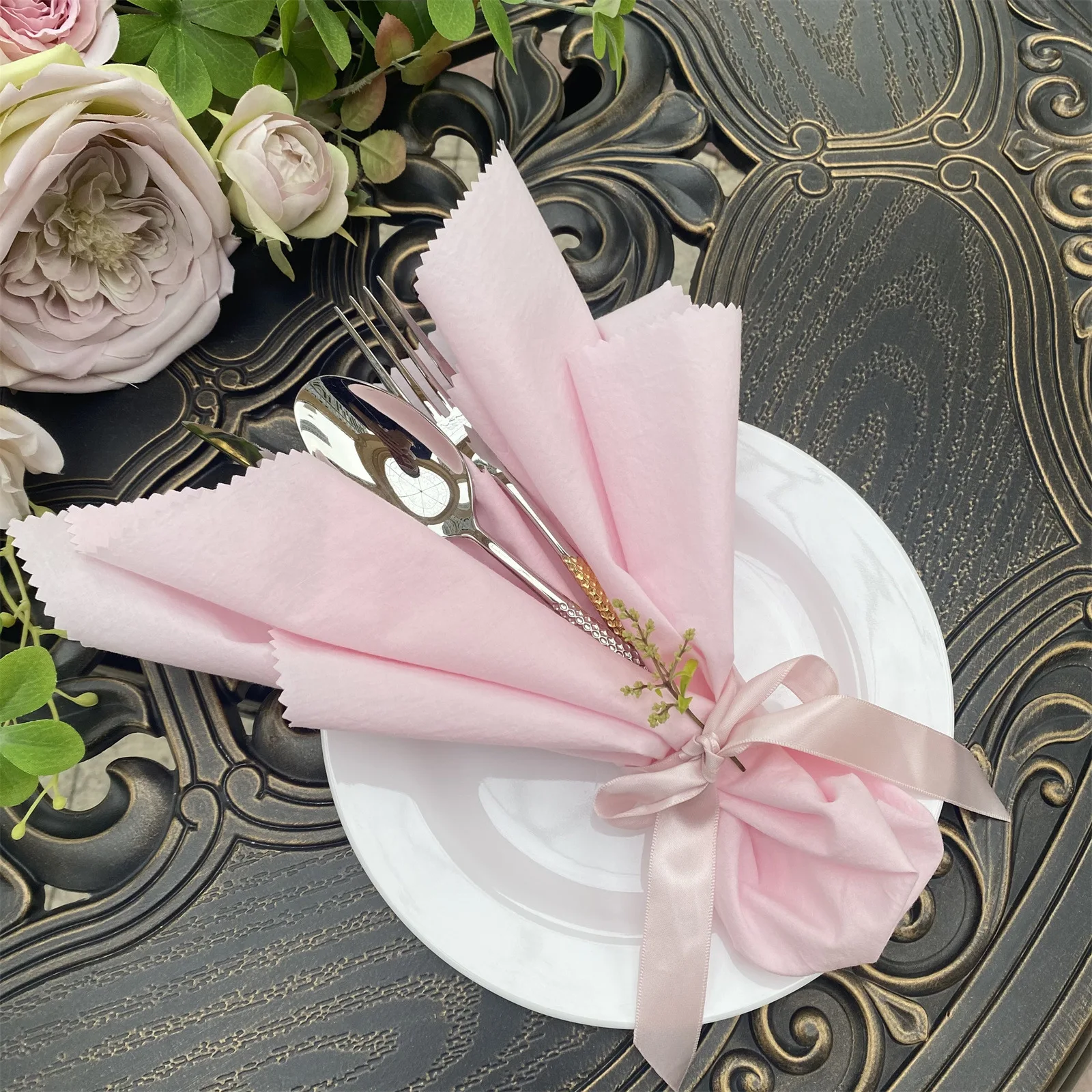 6PCS 36X36CM Pink Napkins 100% Cotton Cloth Napkins Dinner Table Serviettes Soft Washable Reusable Weddings Parties Restaurant