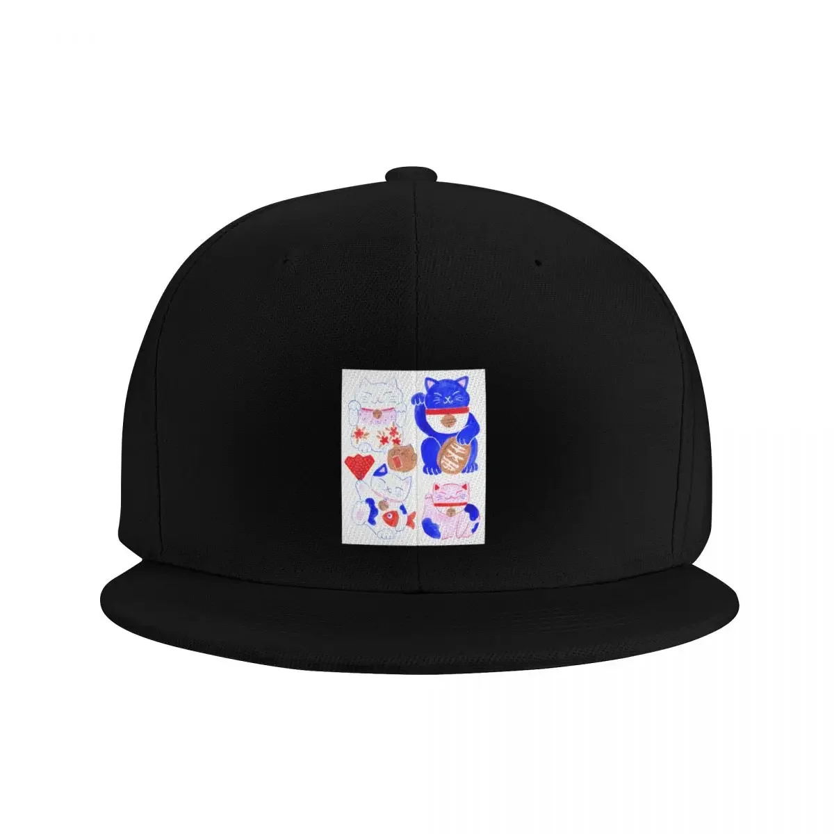 Maneki Neko Cats Baseball Cap New Hat Ball Cap black Hood For Men Women's