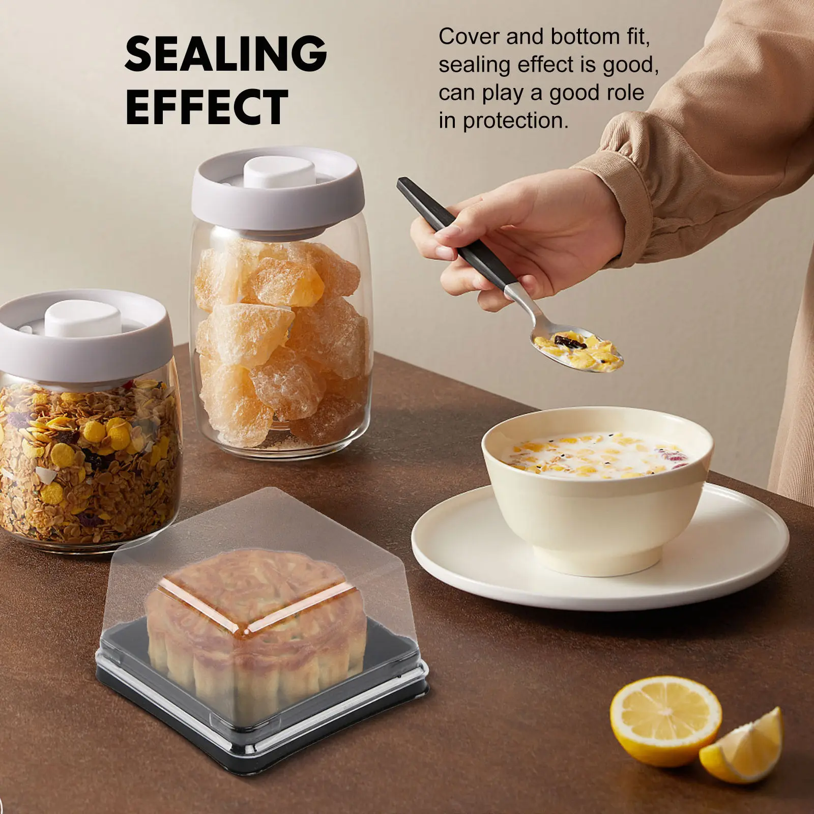 50 PCS Dessert Cake Storage Containers Airtight Party PVC Clear Boxes for Treats