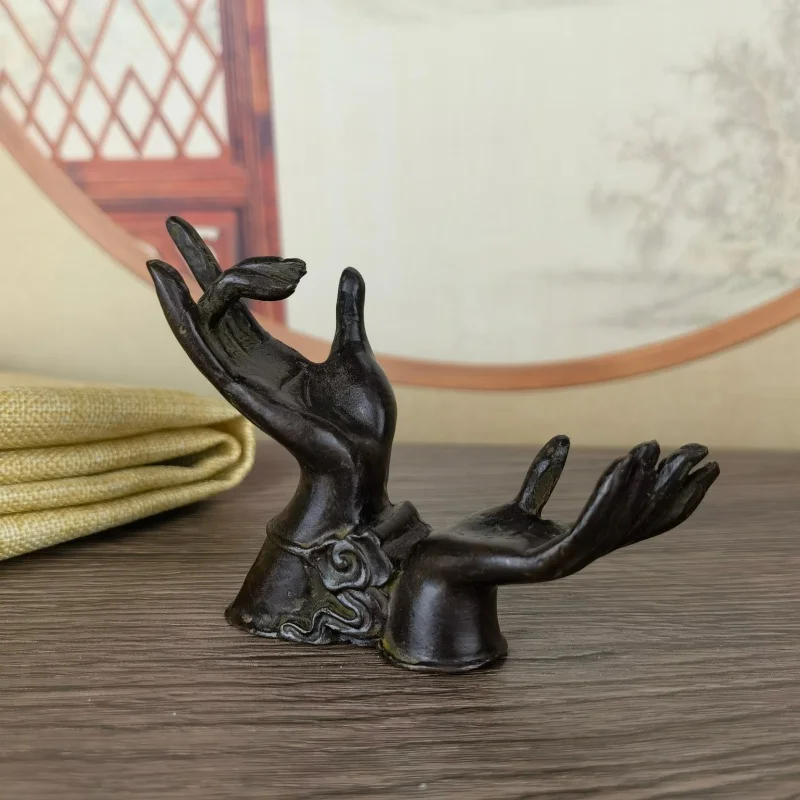 Antique Bronze Crafts Zen Buddha Hand Home Decoration Front Desk Hall Ruyi Buddha Hand Large Fortune Decoration