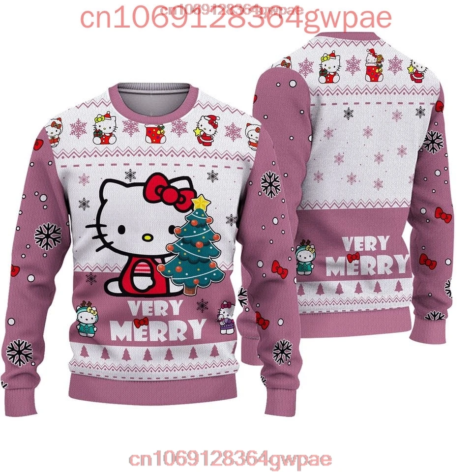 Hello Kitty Ugly Sweater Men\'s Womens 3d Sweater Tops Sanrio Cartoon Ugly Christmas Sweater Anime Xmas Gifts Christmas Sweater