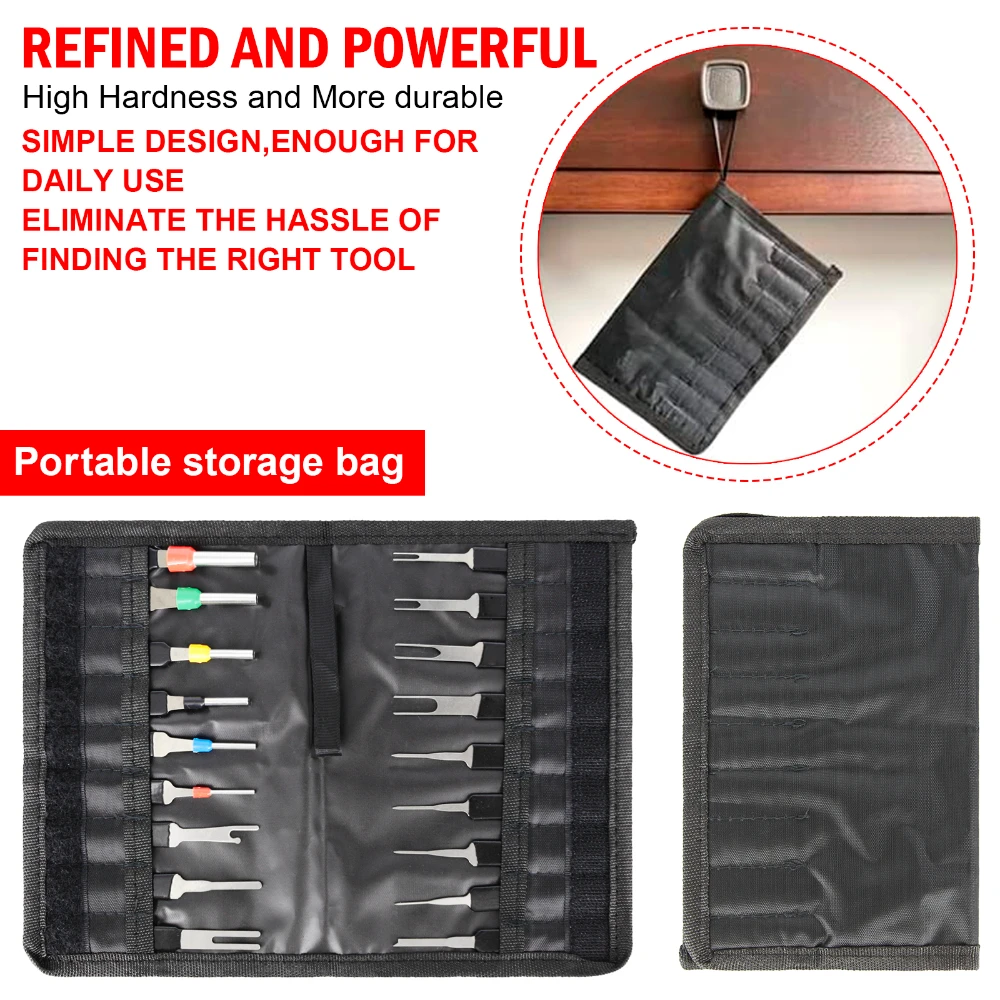 18pcs Heavy Duty Stylus Car Terminal Removal Kit Wire Connector Pin Release Tool Durable Wiring Crimp Connector Socket Puller